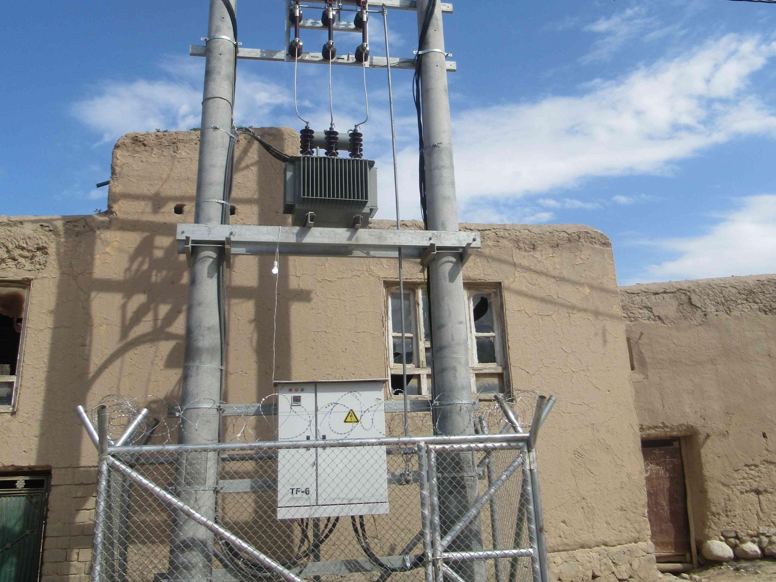 Distribution transformer in Hazar Sumoch district, Takhar province